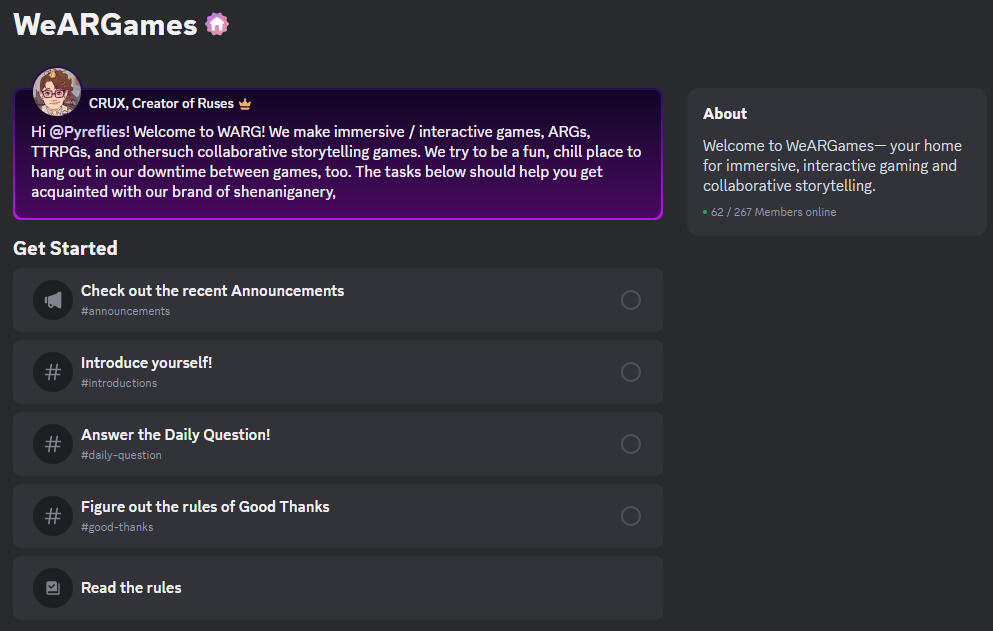 WeARGames Categories